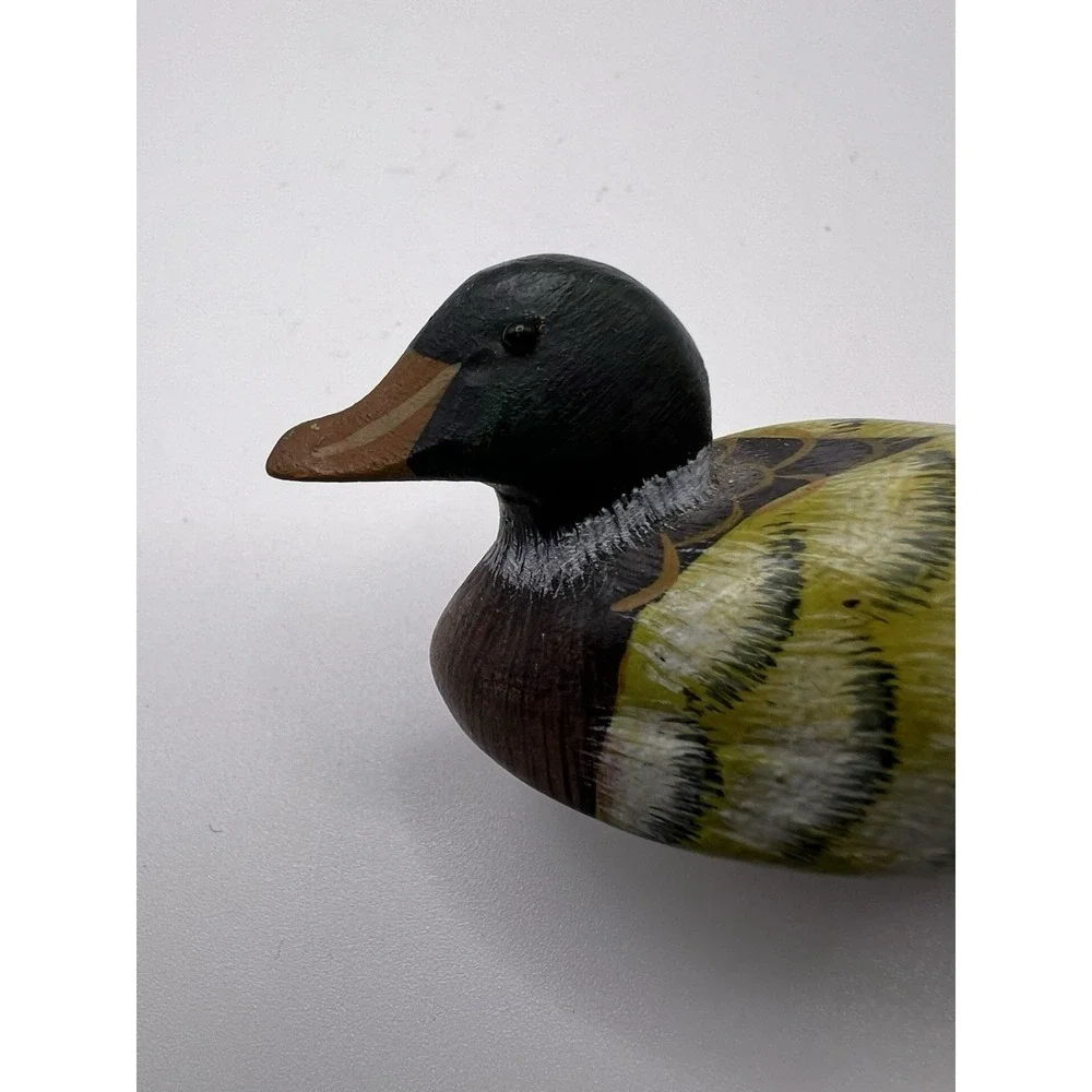 Lot of 2 Small Carved Wooden Ducks Miniature Decoys Figurine READ